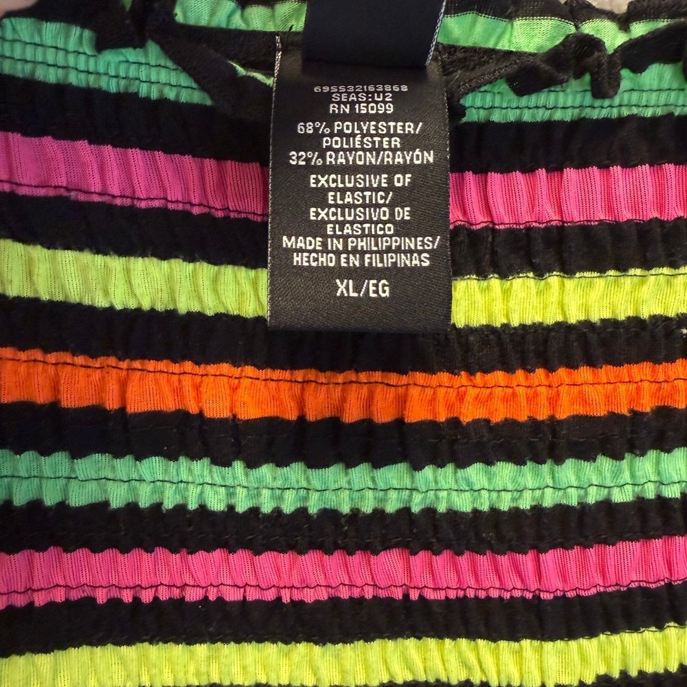 Joe Boxer Y2K Neon‎ Rainbow Stripe Tube Dress XL Mall Goth Scenecore Emo 2000s - Picture 7 of 9